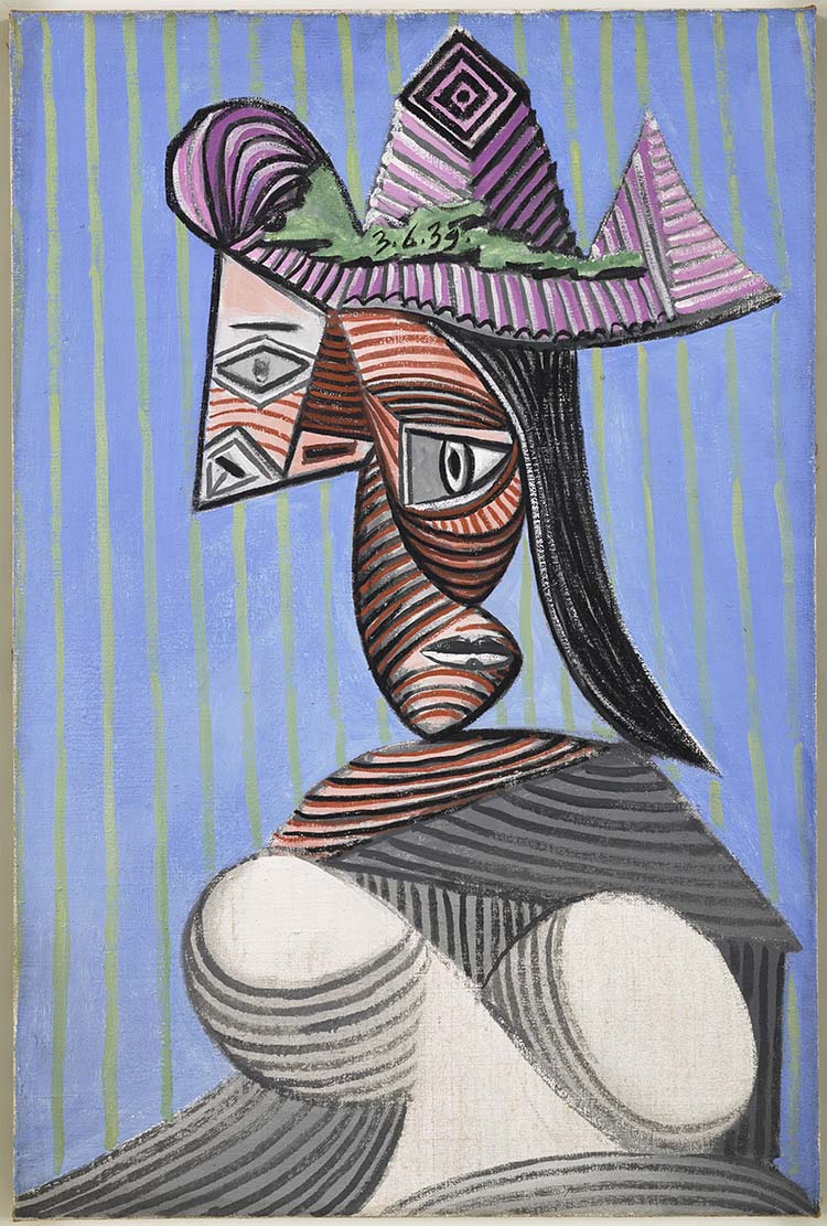 Pablo Picasso, « Buste de femme au chapeau rayé », 1939, huile sur toile, 81 x 54 cm, Musée national Picasso-Paris, MP180