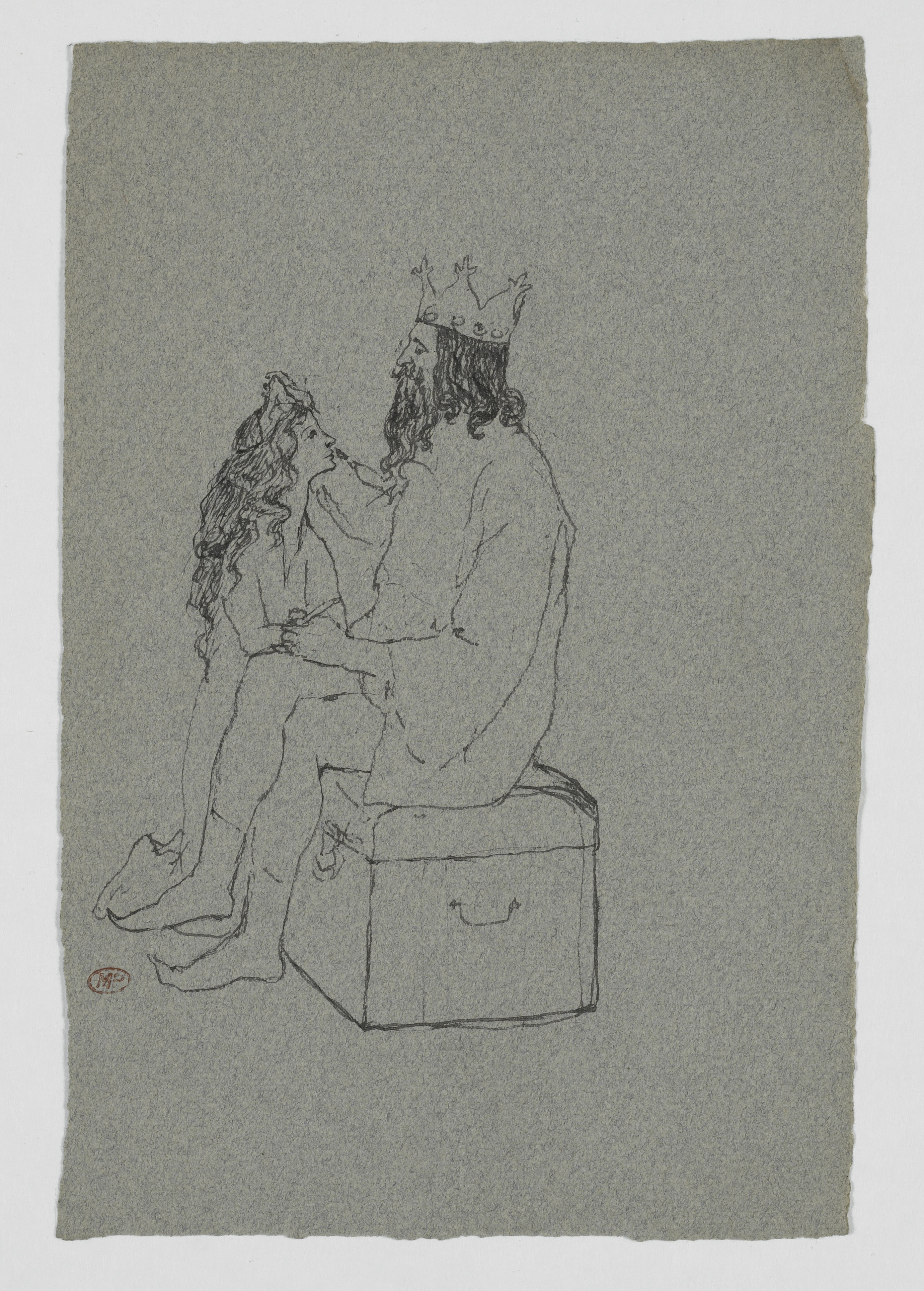 Picasso - Jeune femme saltimbanque agenouillée devant un saltimbanque à la couronne - MP501 - 03-016122