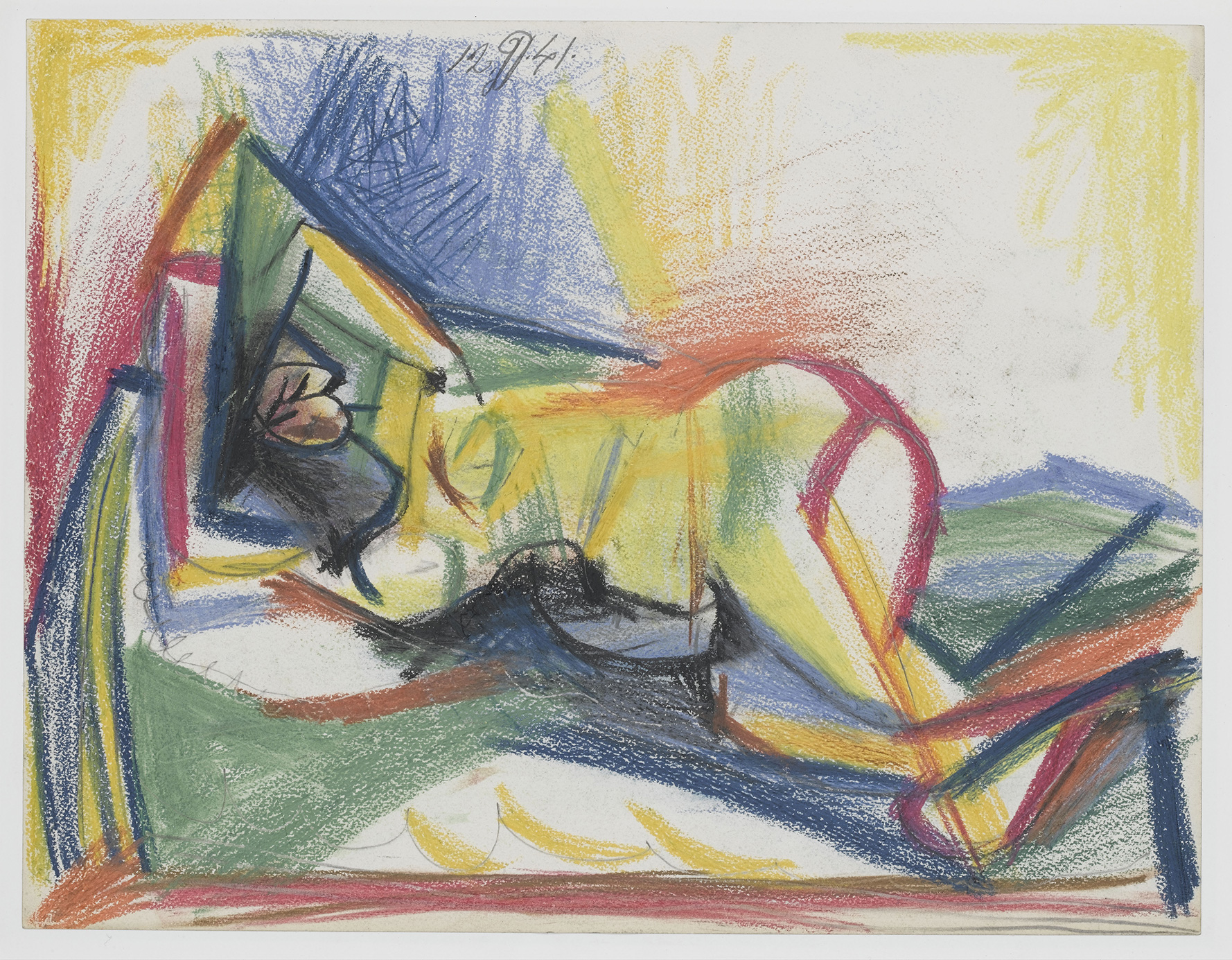 Picasso - Etude pour "L'Aubade" : femme nue étendue les bras derrière la tête - MP1278recto - 05-512057