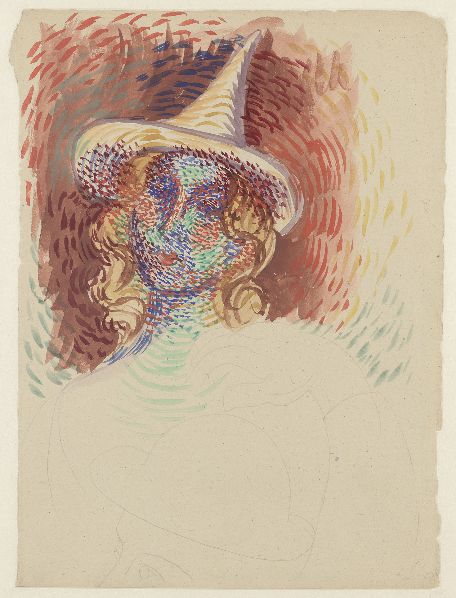 Picasso - Etudes pour le rideau de scène du ballet "Parade": personnage féminin de droite ; chapeau et bras du marin - MP1558 - 07-506081