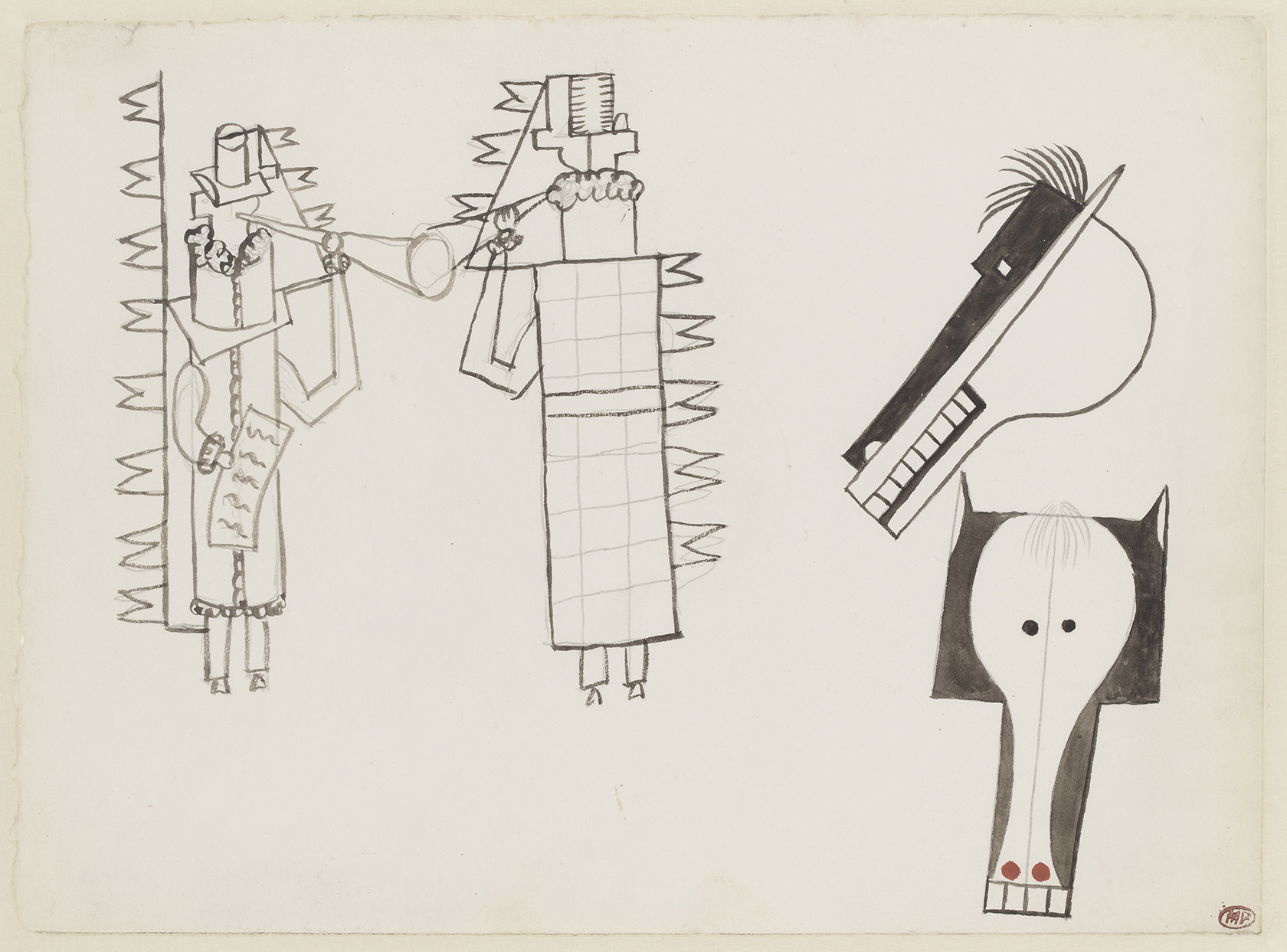 Picasso - Études pour le ballet "Parade" : le manager américain et la tête de son cheval - MP1598 - 20-502611
