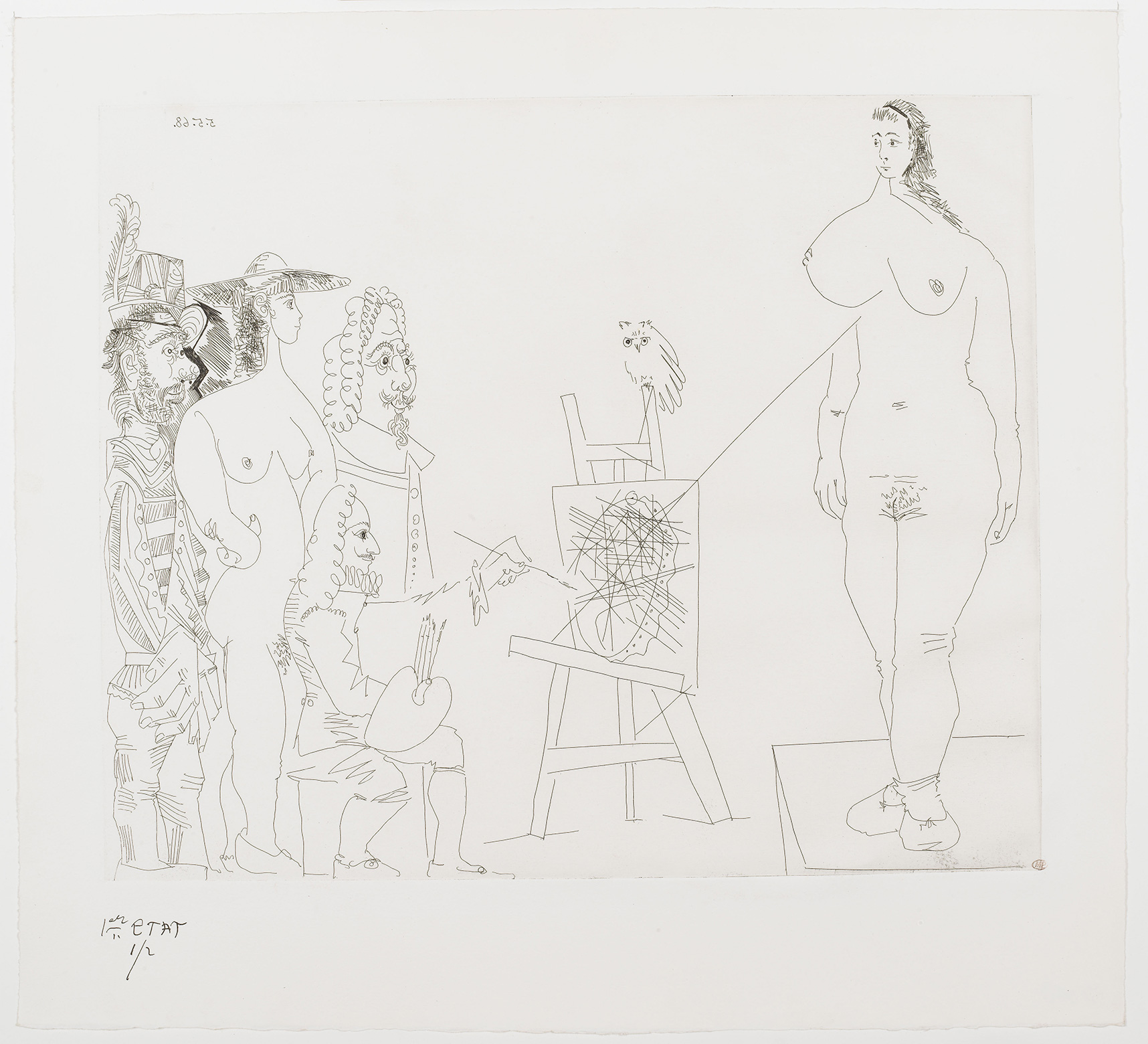 Picasso - Autour du Chef-d’œuvre inconnu : peintre, modèle, couple et deux peintres, 1er état - MP3049 - 07-520378 