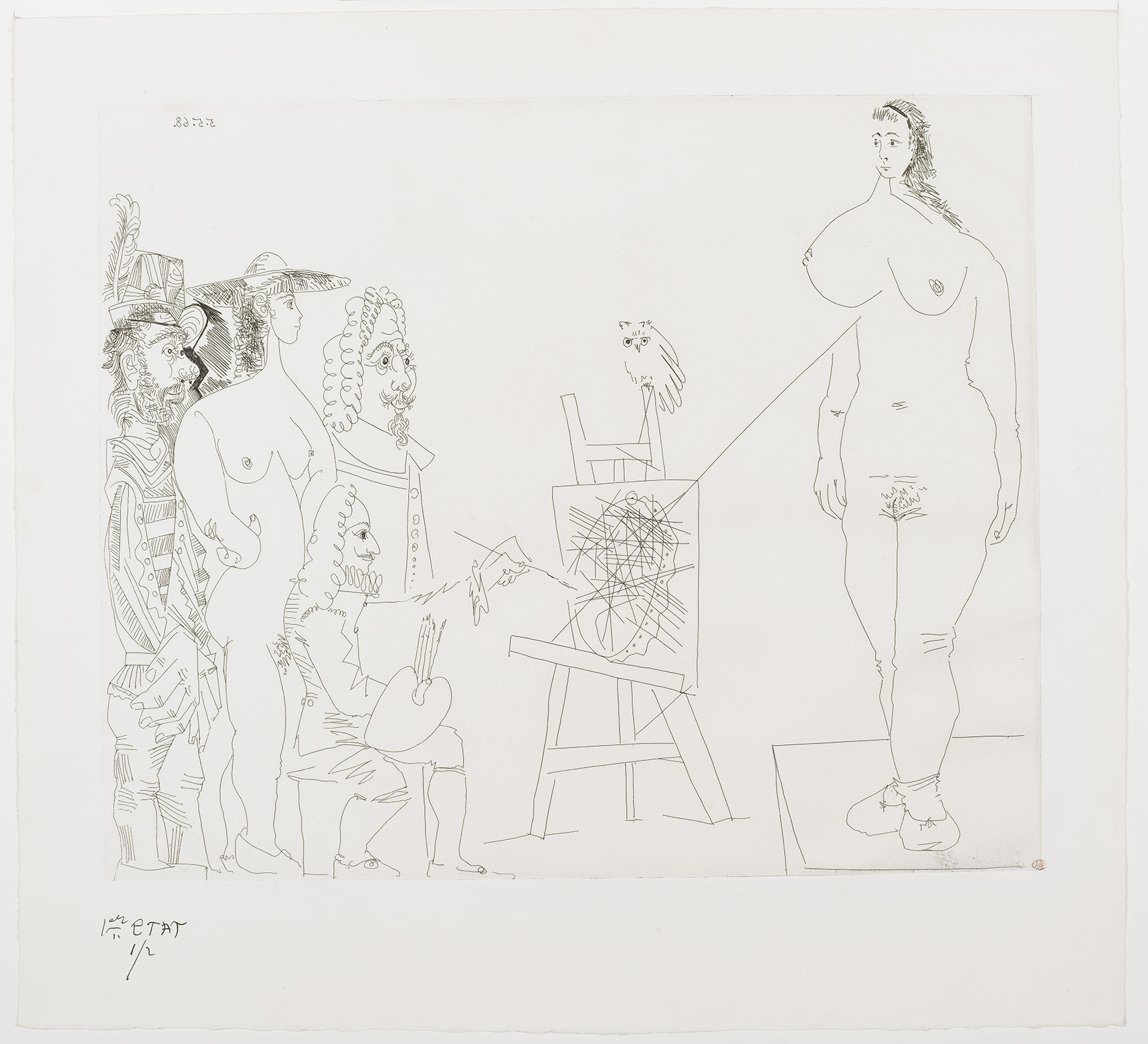 Picasso - Autour du Chef-d’œuvre inconnu : peintre, modèle, couple et deux peintres, 1er état - MP3049 - 07-520378
