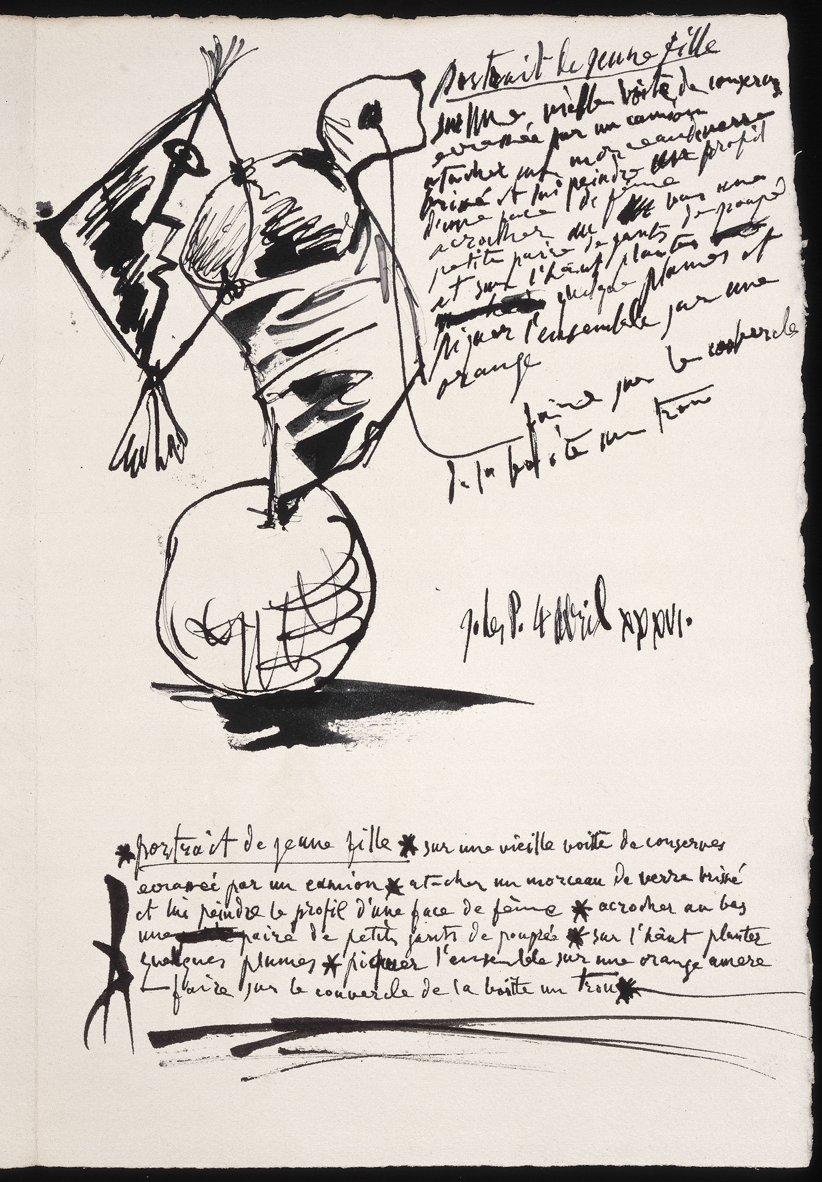 Picasso - Portrait de jeune fille sur une vieille boîte de conserve et poème en français sur ce thème -  MP1150(v) - 93-003698