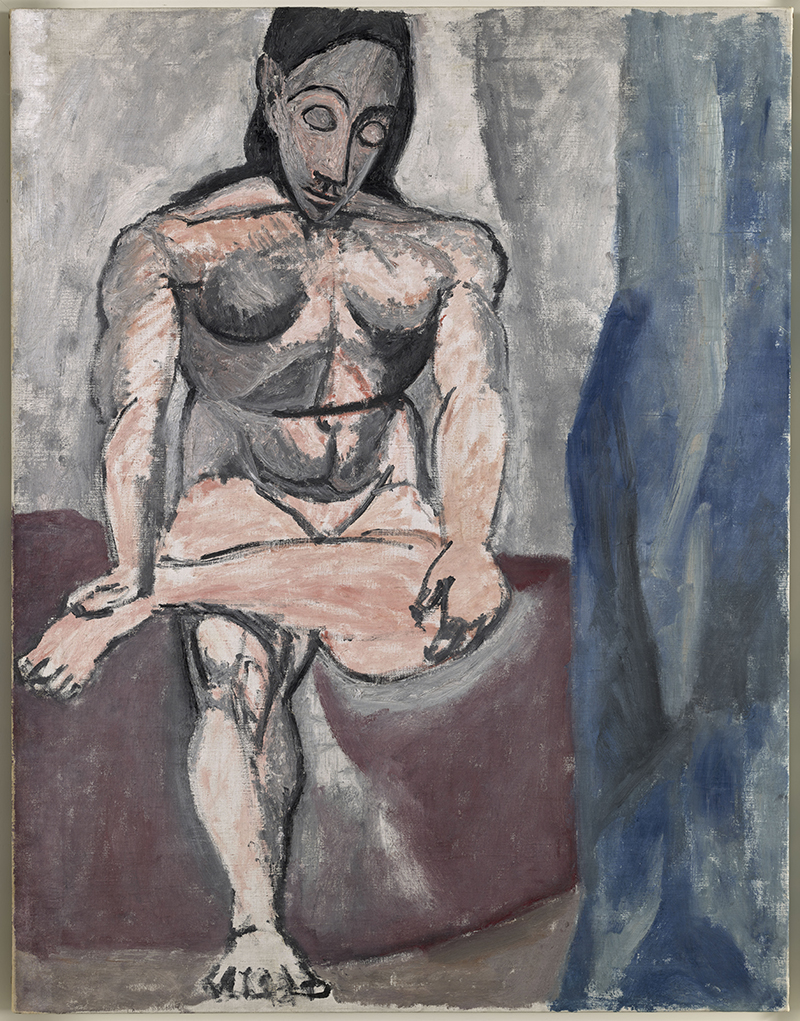Pablo Picasso, « Nu assis (étude pour Les Demoiselles d'Avignon) », Huile sur toile, 121 x 93,5 cm, MP10, Musée national Picasso-Paris