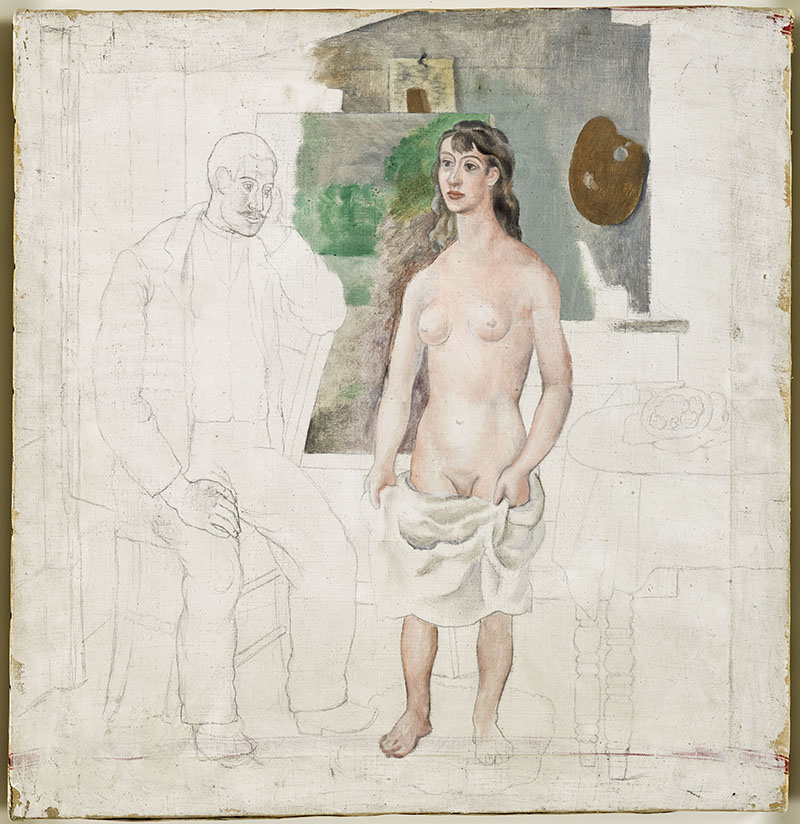 Pablo Picasso, « Le Peintre et son modèle », 1914, Huile et crayon sur toile, 58 x 55,9 cm, Musée national Picasso-Paris, MP53