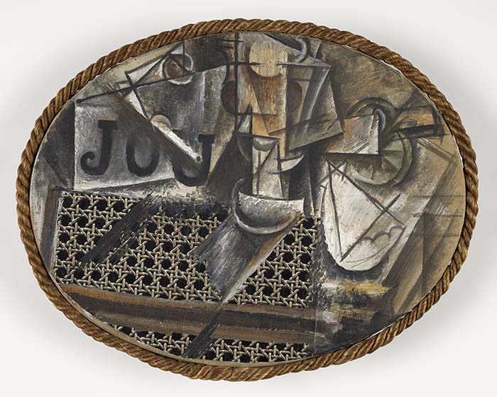 Pablo Picasso, « Nature morte à la chaise cannée », 1912, Huile sur toile, 29 x 37 cm, Musée national Picasso-Paris, MP36
