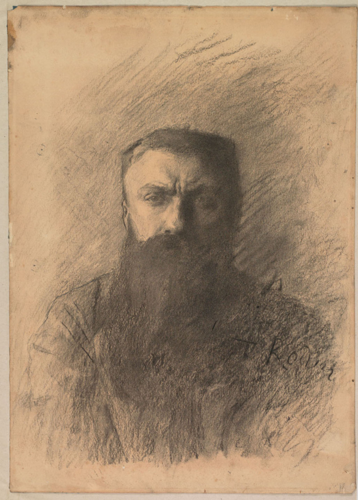 Auguste Rodin Autoportrait, vers le 11 novembre 1898, fusain sur papier vélin, H. 42 x L. 29,8 cm, Paris, Musée Rodin, D. 7102 