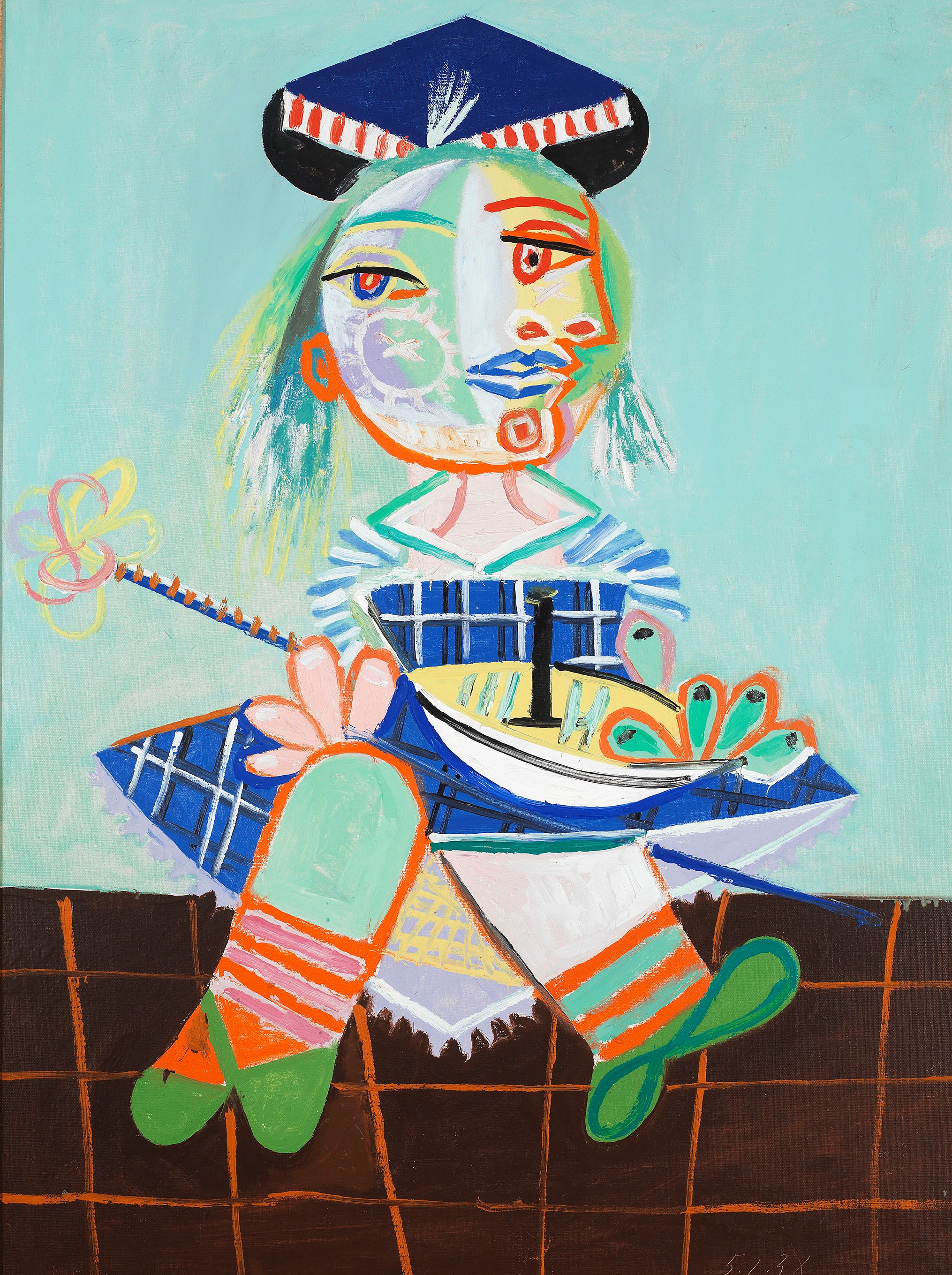Pablo Picasso, Maya au bateau, Paris, 5 février 1938, Huile sur toile, Yageo Foundation Collection, Taïwan © Succession Picasso 2022