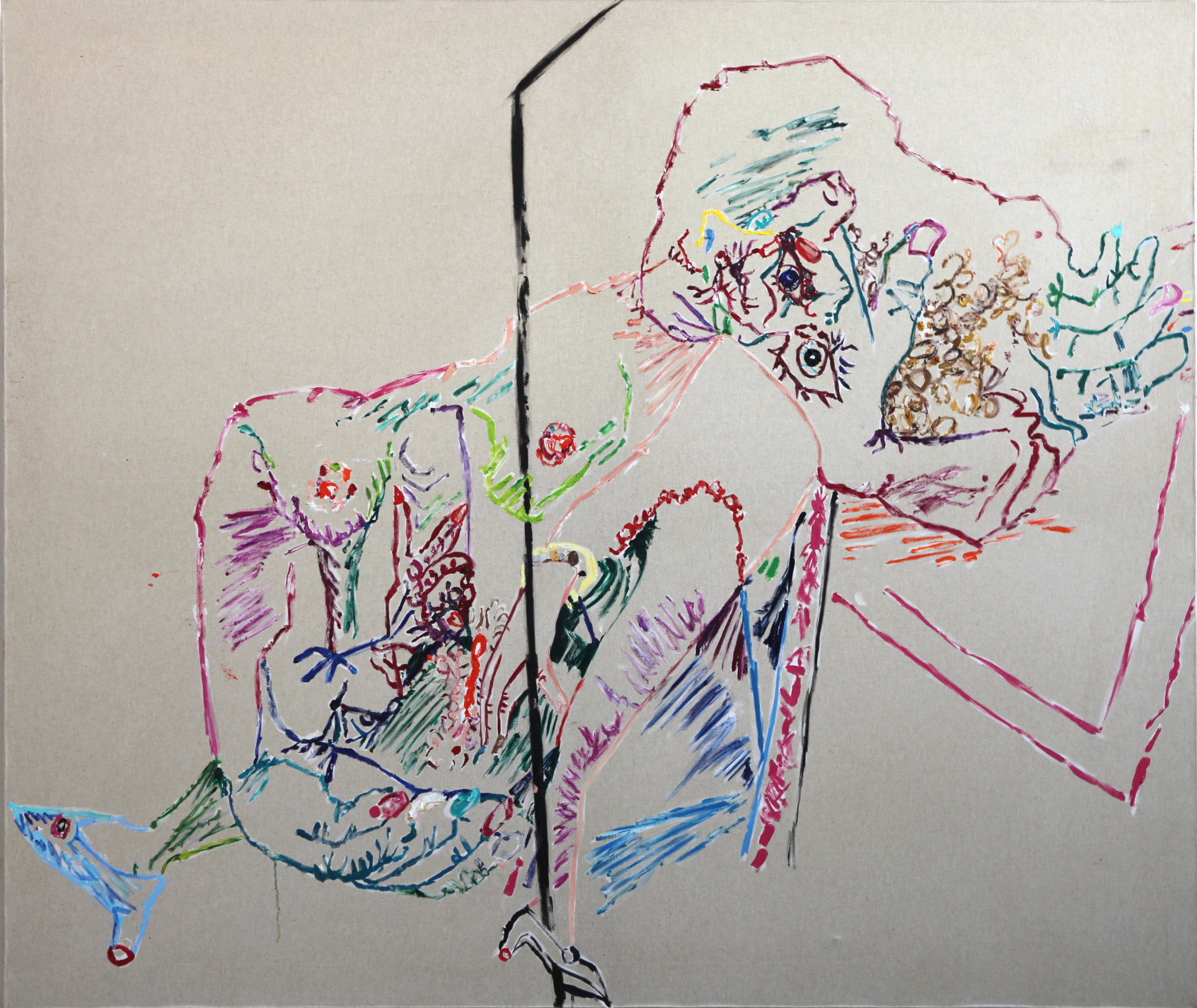 Pierre Moignard, Suite P#12, 2021, Huile sur toile, 169 × 200 cm, Courtesy de l’artiste et de la Galerie Anne Barrault