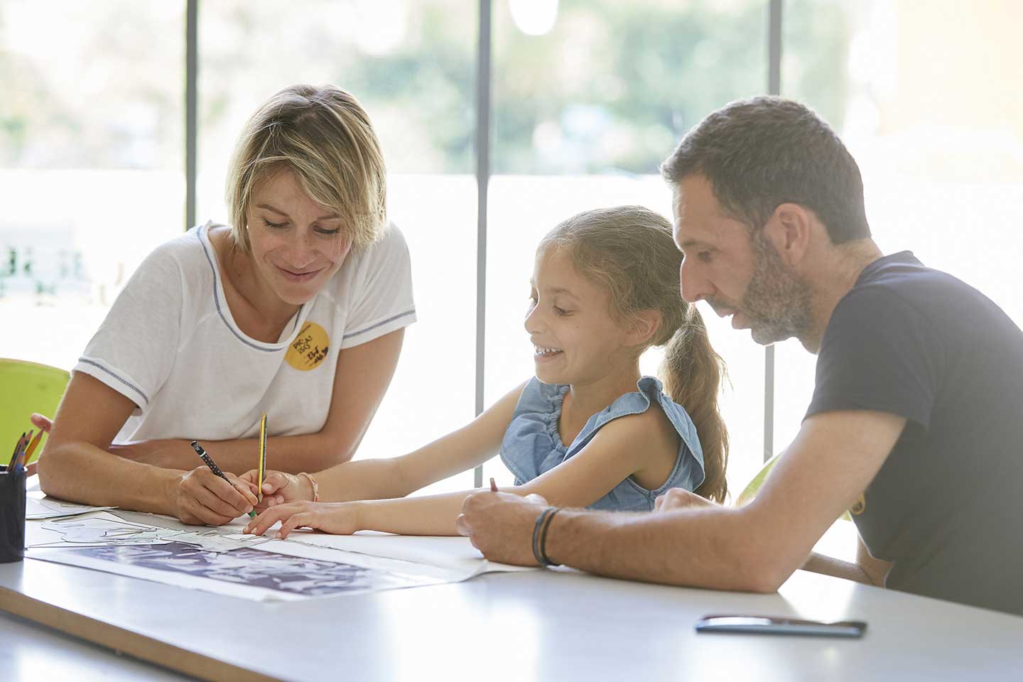 Visiteurs famille enfant parent activité